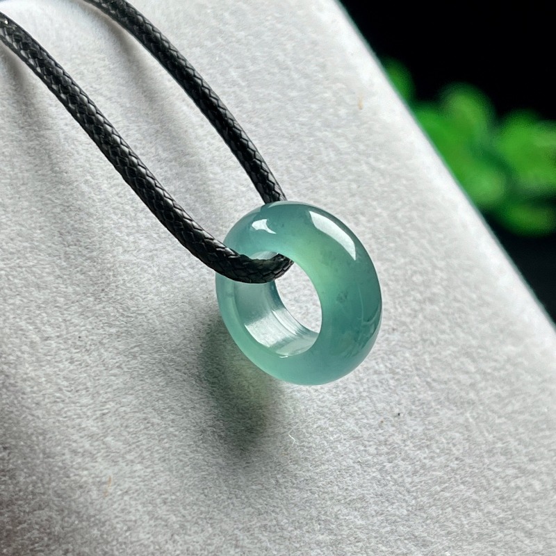 Beading - Naturalny Szmaragdowy Niebieski Pierścień z Koralikiem